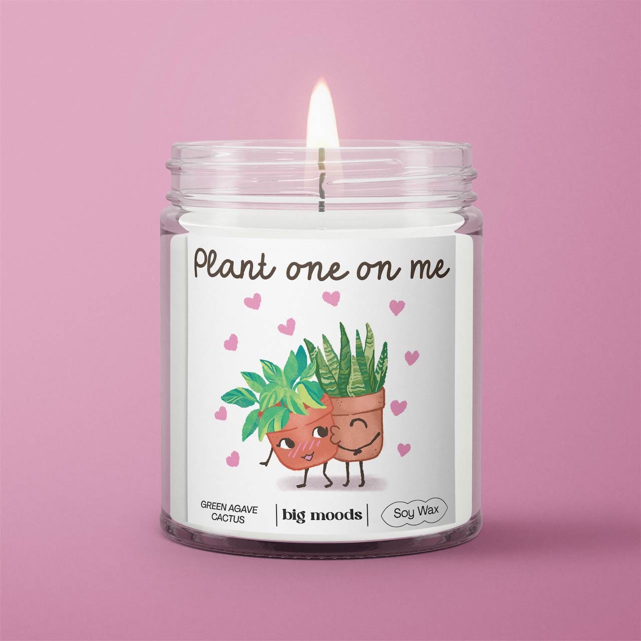 "Plant One On Me" Green Agave Cactus - Candle