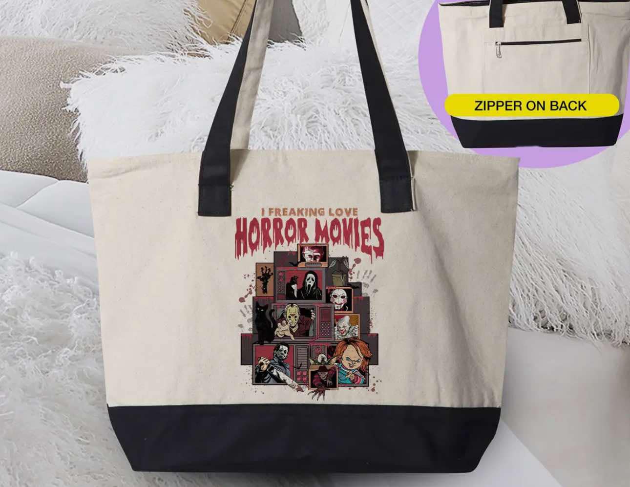I Freaking Love Horror Movies - Canvas Tote Bag
