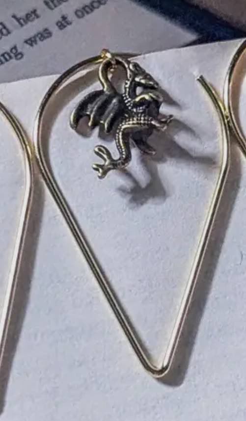 Fantasy Flying Dragon Teardrop Metal Bookmark