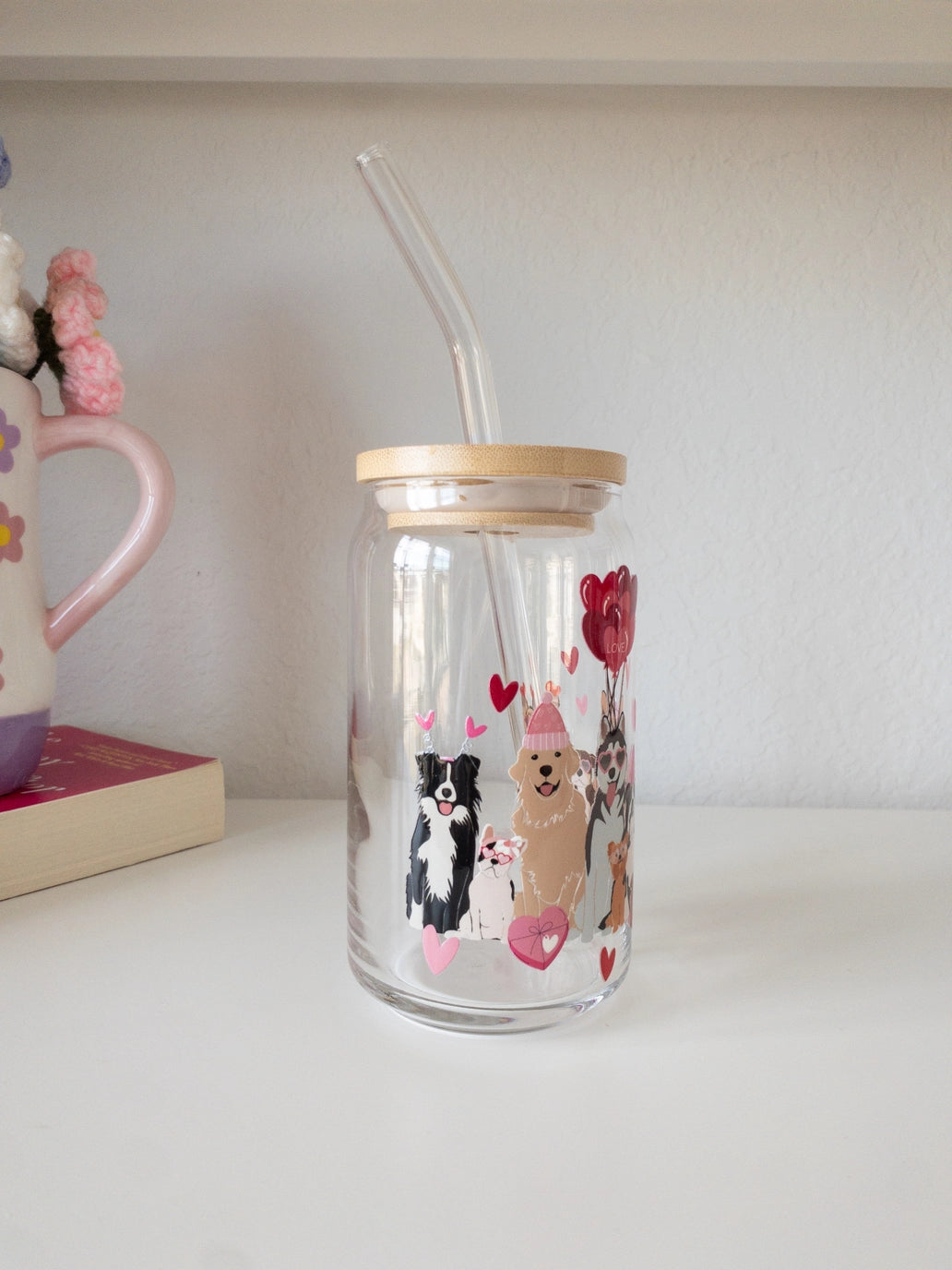 Valentines Dog Lover Glass Cup