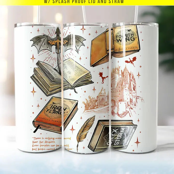 Fourth Wing Inspired Collage Reading Tumbler