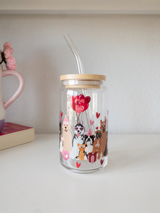 Valentines Dog Lover Glass Cup