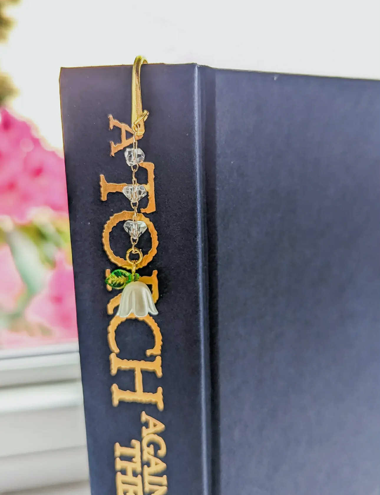 Lily of the Valley Pendant Gold Metal Hook Bookmark