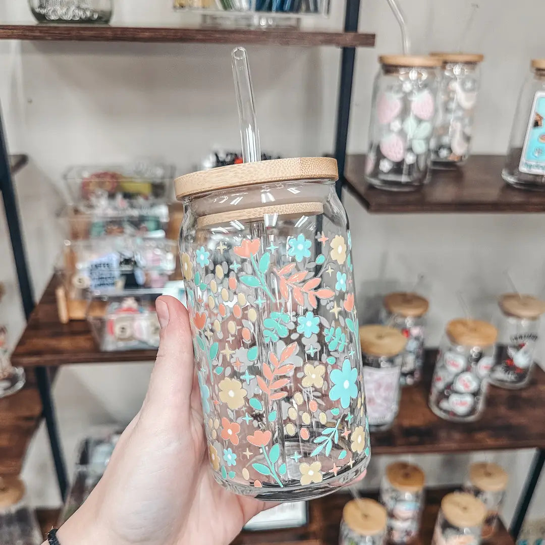 Floral Glass Cup