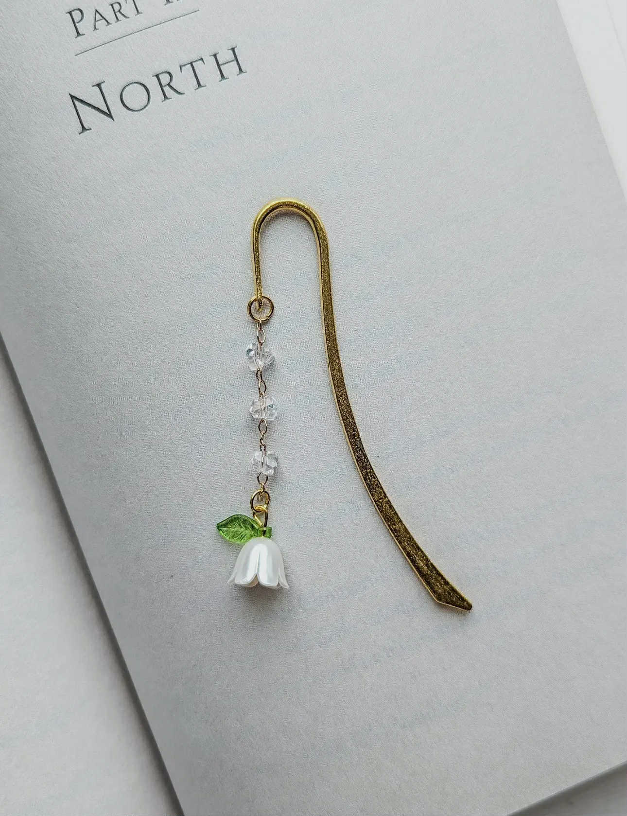 Lily of the Valley Pendant Gold Metal Hook Bookmark