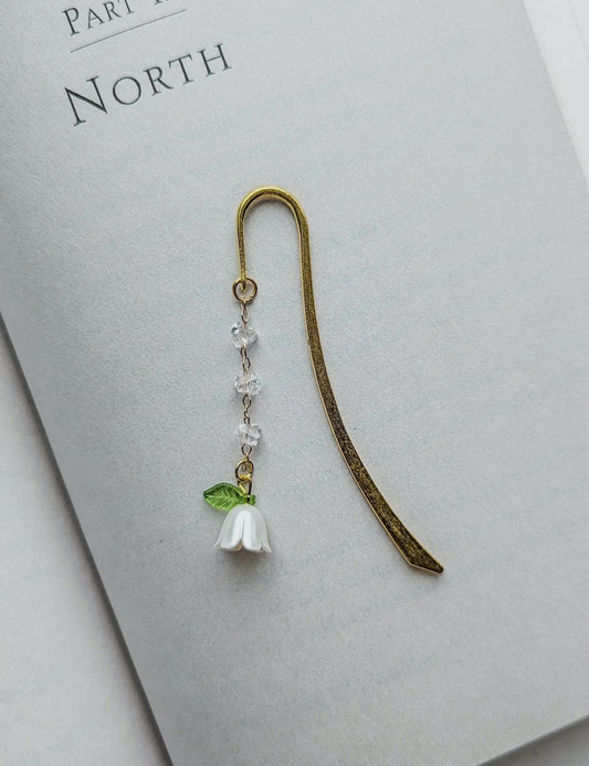 Lily of the Valley Pendant Gold Metal Hook Bookmark