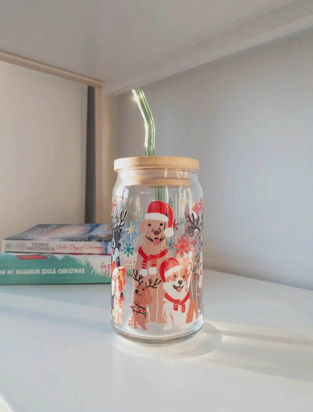 Holiday Dog Glass Cup