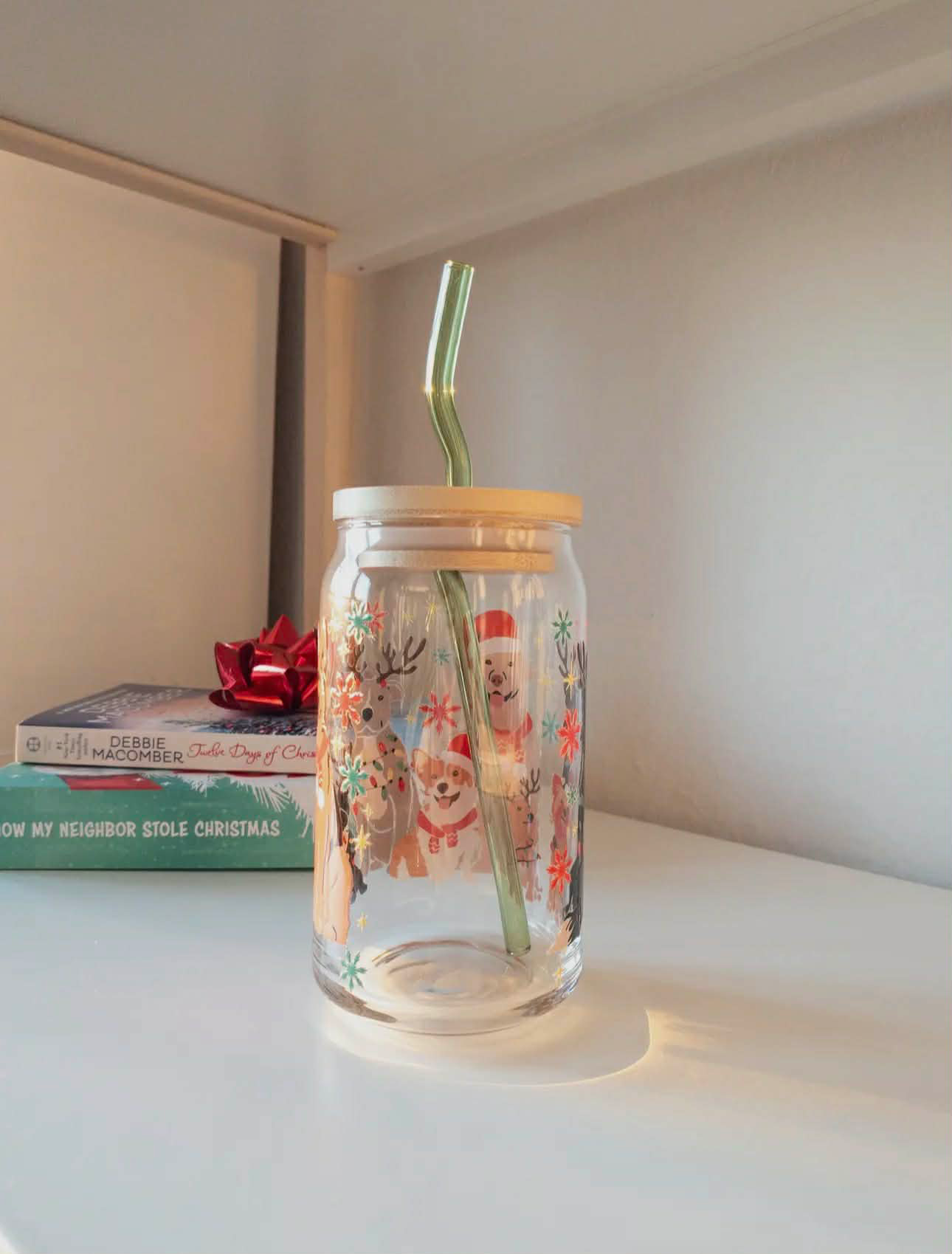 Holiday Dog Glass Cup