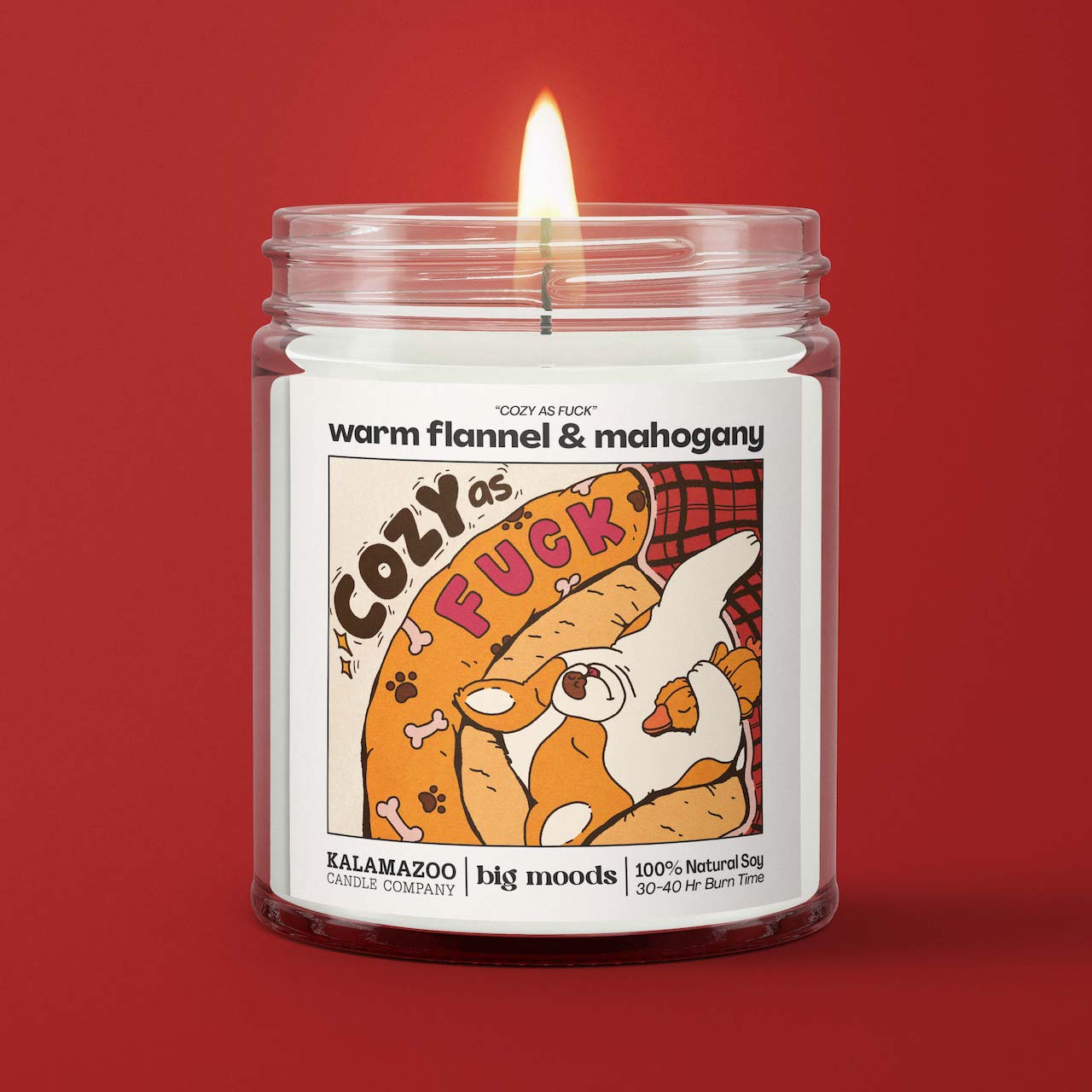 "Cozy As F***" Warm Flannel & Mahogany - Candle